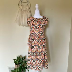 Floral Sleeveless Faux Wrap Summer Garden Party Midi A-Line Dress - Size Medium